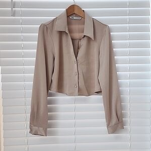 Zara Satin Effect Cropped shirt
